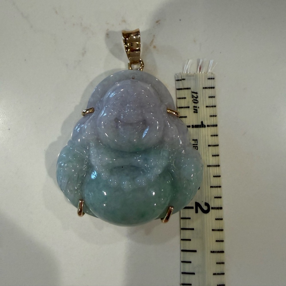 Solid gold and jade Buddha pendent STUNNING STATEMENT PIECE!